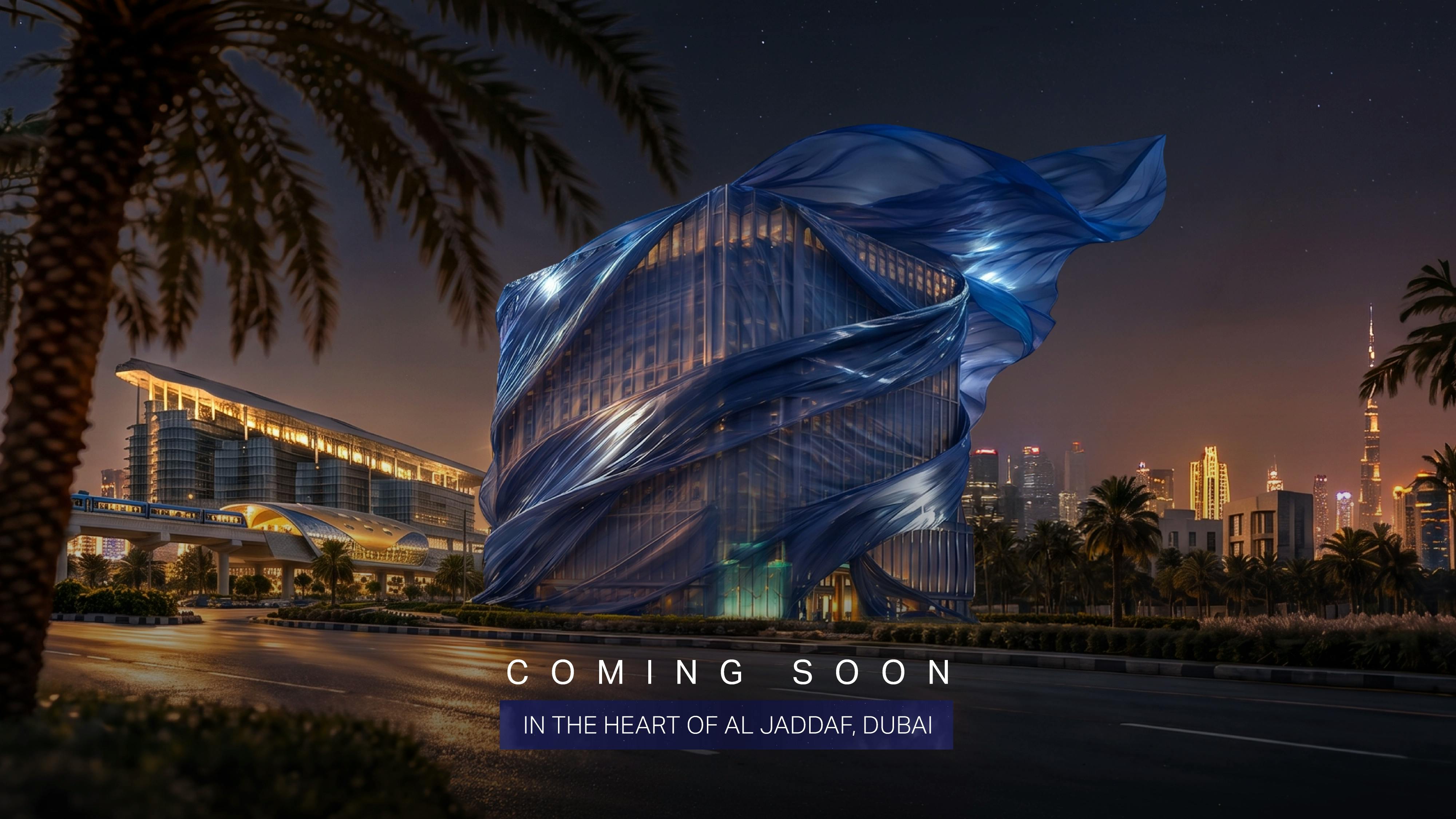 Binghatti Starfall tower exterior in Al Jaddaf, Dubai