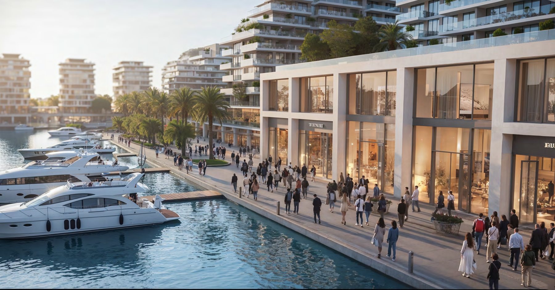 Yacht-lined waterfront promenade at Gonio Waterfront, Batumi