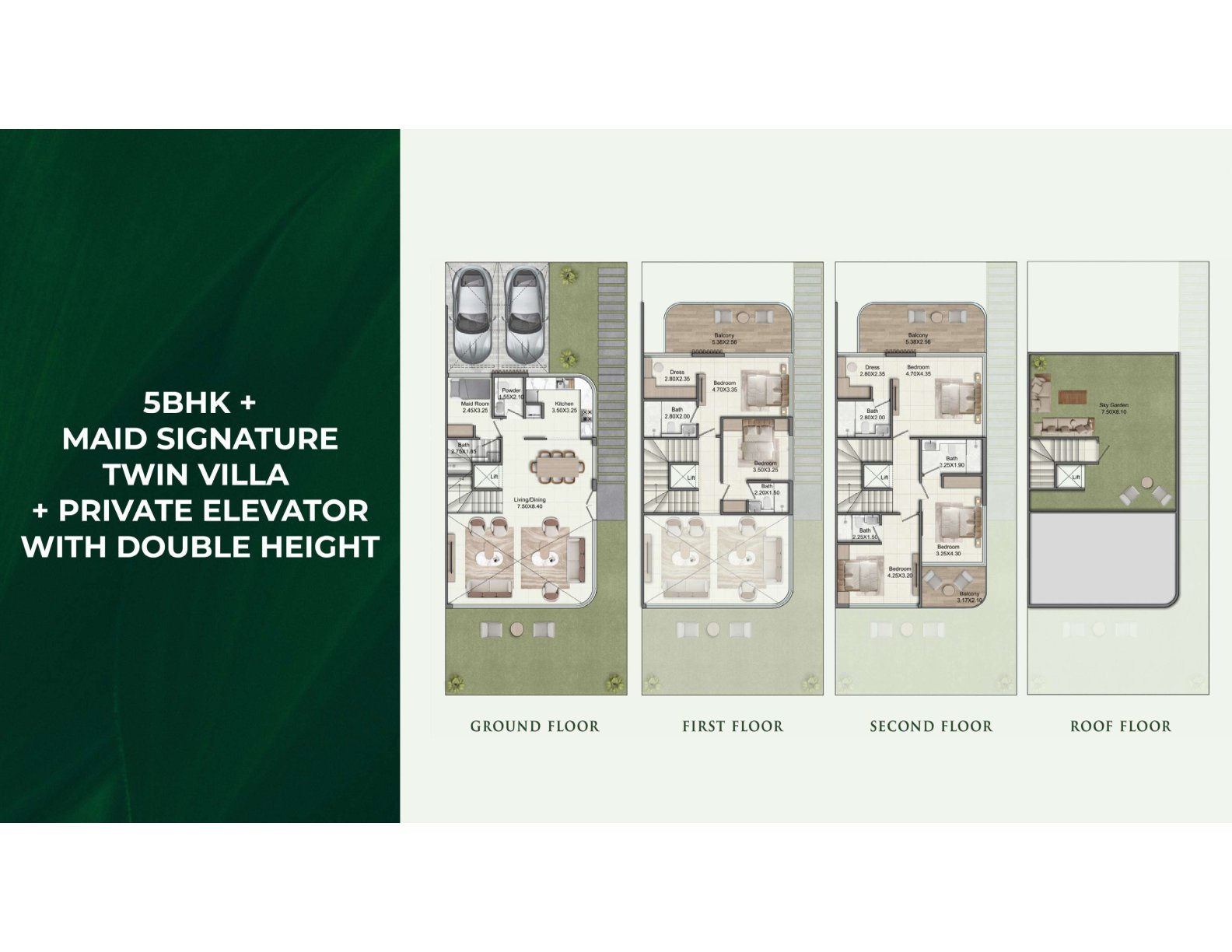 Signature Twin Villa 5BR – Maid with Double Height Living – GREENZ by Danube